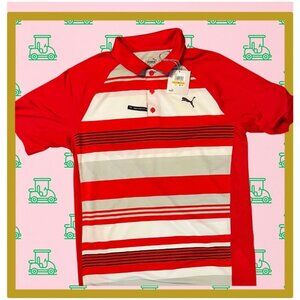 NEW w/tags Puma Tour Performance Golf Shirt - Red/White/Gray (Size S)